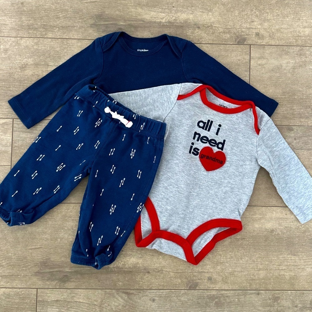 Carter’s Clothes Bundle, 2 shirts- one “all I need is grandma”, sweatpants